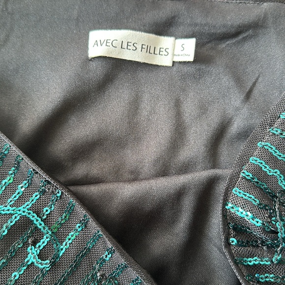 Avec Les Filles Sequins Fringe Size Small Mini Skirt - Picture 10 of 17